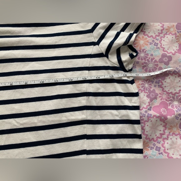 LAUREN by Ralph Lauren navy & white striped peplum blouse size Medium - Picture 7 of 11